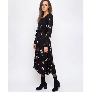 Armedangels Armed Angels Size S Elke Fall Flowers Wrap Midi Dress Floral Print